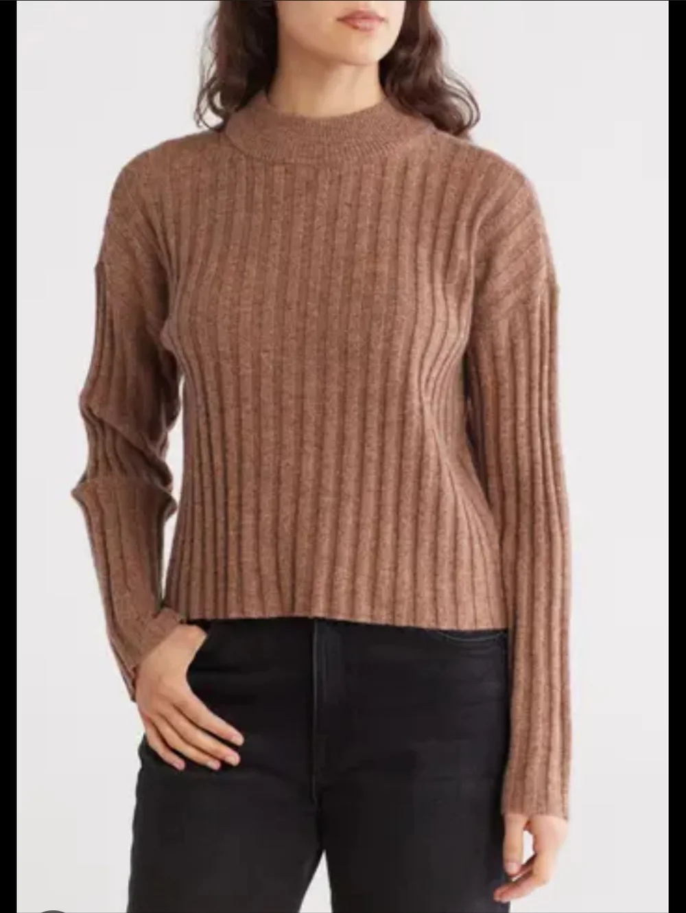 NWOT Madewell Ribbed Mock Neck Crop Sweater Small Wool Blend Pullover